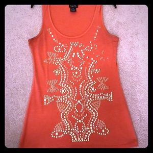 Sequined coral tank top